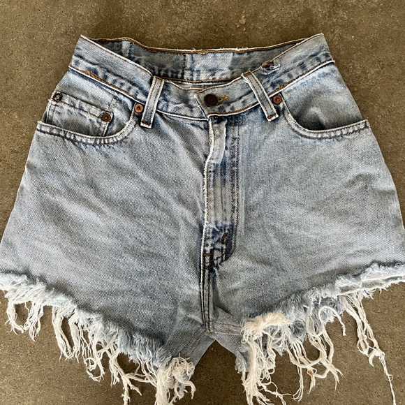 Levi's Pants - Levi's Light Wash Distressed High-Waist Jean Shorts
